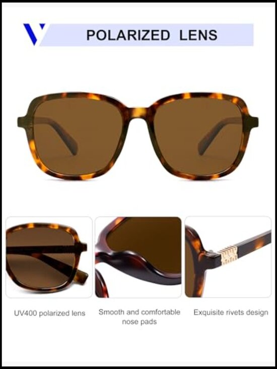 Retro Square Polarized Sunglasses with UV400 Protection main image 4